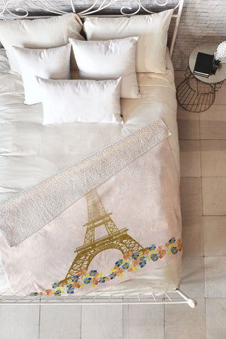 Jennifer Hill Paris Eiffel Tower Fleece Throw Blanket