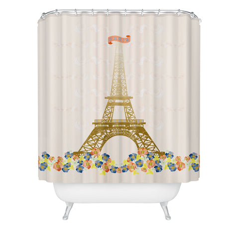 Jennifer Hill Paris Eiffel Tower Shower Curtain