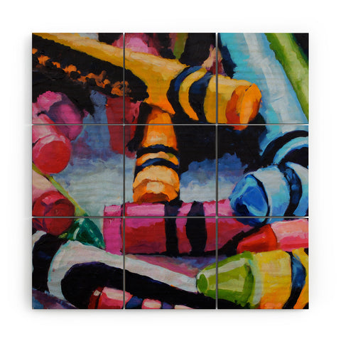 Jenny Grumbles Crayons 4 Wood Wall Mural