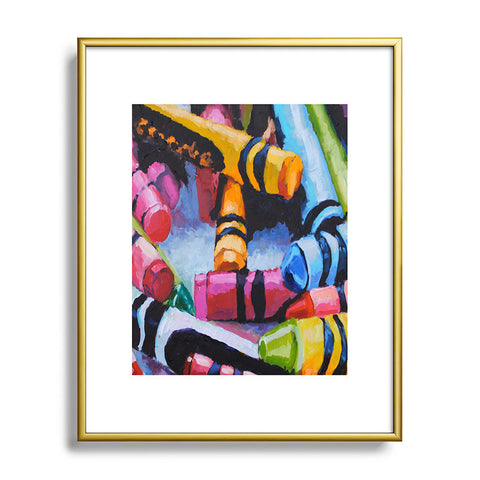 Jenny Grumbles Crayons Metal Framed Art Print