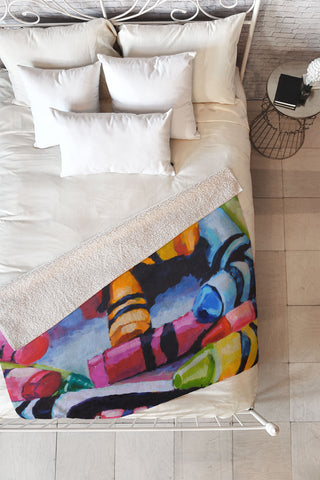 Jenny Grumbles Crayons Fleece Throw Blanket