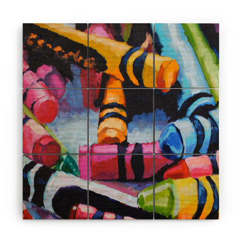 Jenny Grumbles Crayons Wood Wall Mural