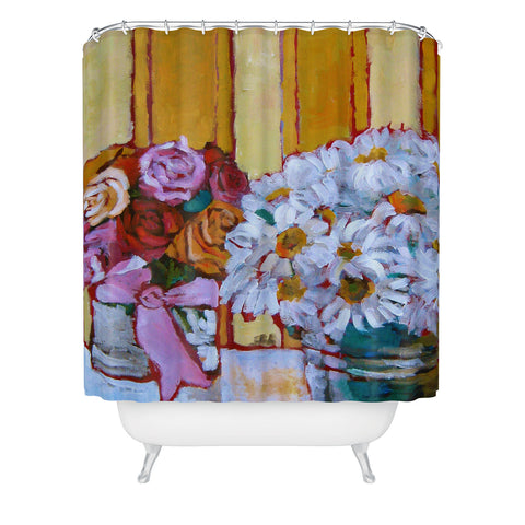 Jenny Grumbles Daisies and Roses Shower Curtain
