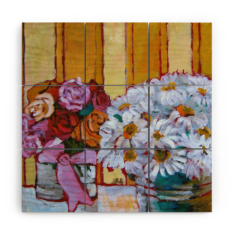 Jenny Grumbles Daisies and Roses Wood Wall Mural