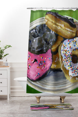 Jenny Grumbles Donuts Shower Curtain And Mat