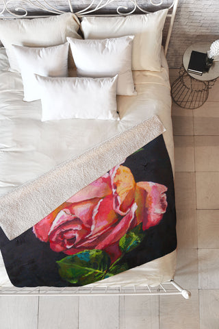 Jenny Grumbles Pink Rose Fleece Throw Blanket