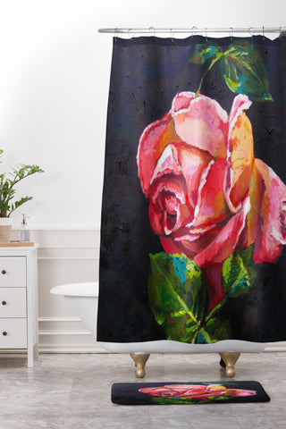Jenny Grumbles Pink Rose Shower Curtain And Mat