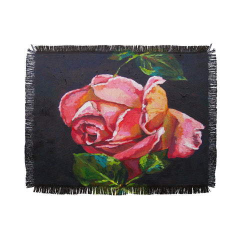 Jenny Grumbles Pink Rose Throw Blanket