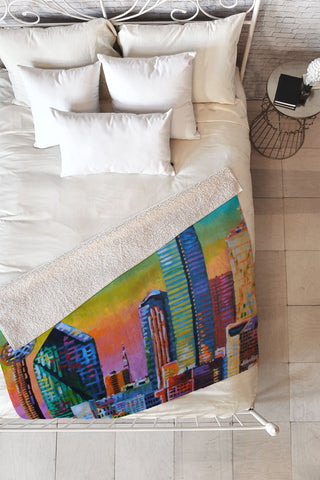 Jenny Grumbles Somewhere Over The Big D Fleece Throw Blanket