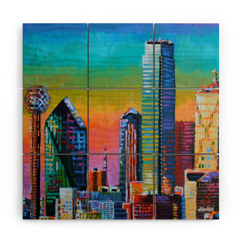 Jenny Grumbles Somewhere Over The Big D Wood Wall Mural