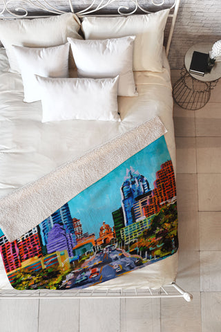 Jenny Grumbles Up South Congress Fleece Throw Blanket