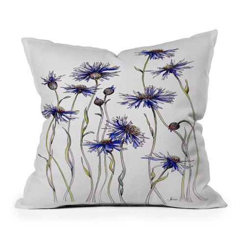 Jessica Hanselmann Blue Cornflowers Throw Pillow