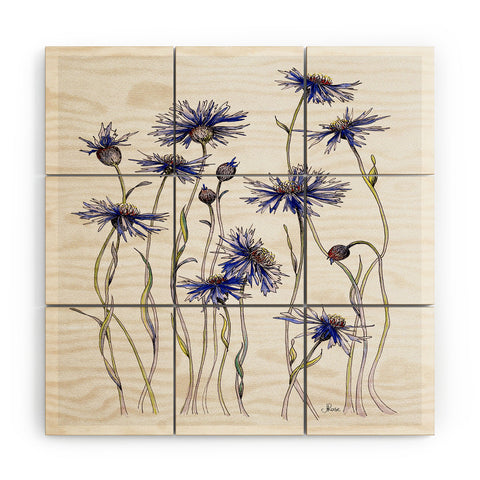 Jessica Hanselmann Blue Cornflowers Wood Wall Mural