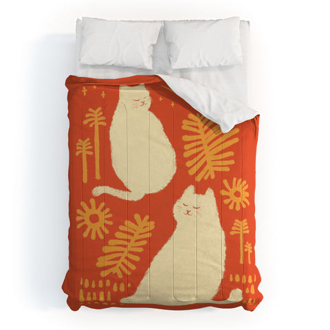 Jimmy Tan Abstraction minimal cat 27 Comforter