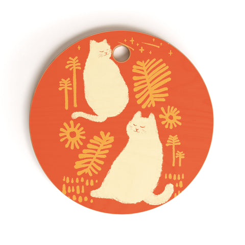 Jimmy Tan Abstraction minimal cat 27 Cutting Board Round