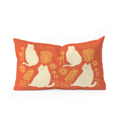 Jimmy Tan Abstraction minimal cat 27 Oblong Throw Pillow