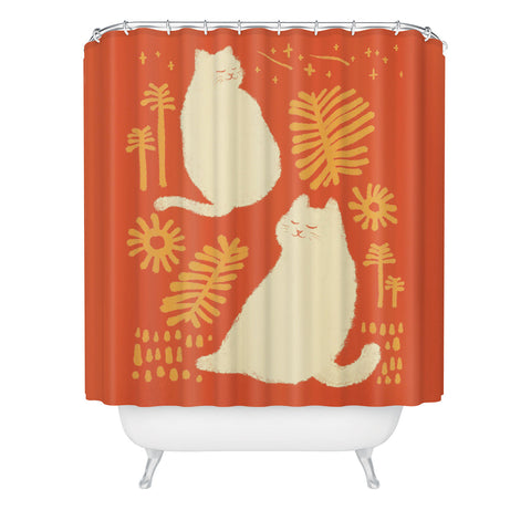 Jimmy Tan Abstraction minimal cat 27 Shower Curtain
