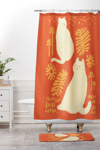 Jimmy Tan Abstraction minimal cat 27 Shower Curtain And Mat