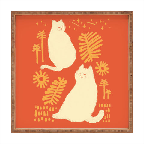 Jimmy Tan Abstraction minimal cat 27 Square Tray