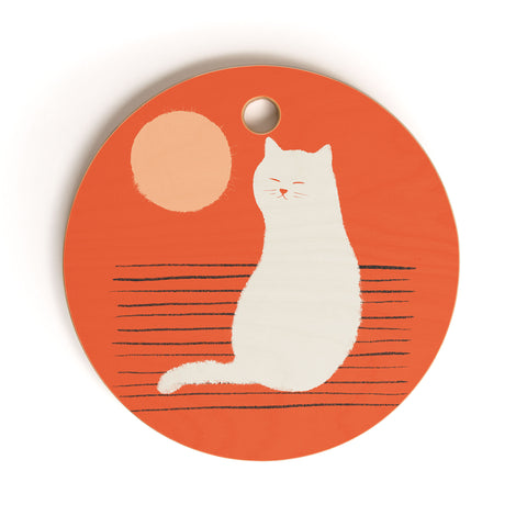 Jimmy Tan Abstraction minimal cat 31 Cutting Board Round