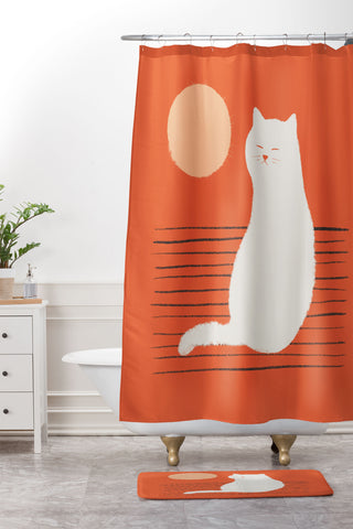 Jimmy Tan Abstraction minimal cat 31 Shower Curtain And Mat