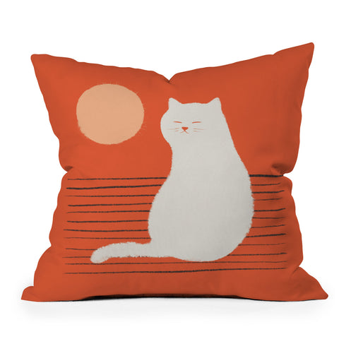 Jimmy Tan Abstraction minimal cat 31 Outdoor Throw Pillow