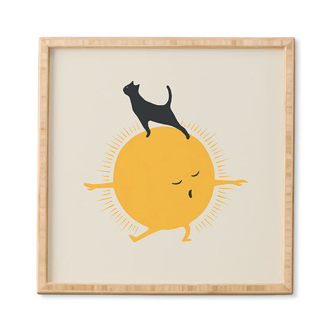 Jimmy Tan Good Meowing 9 yoga warrior II Framed Wall Art
