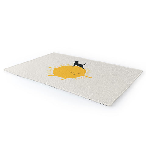Jimmy Tan Good Meowing 9 yoga warrior II Area Rug