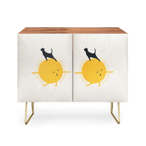 Jimmy Tan Good Meowing 9 yoga warrior II Credenza