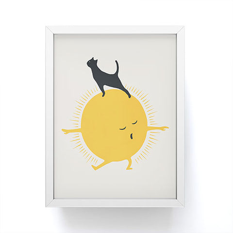Jimmy Tan Good Meowing 9 yoga warrior II Framed Mini Art Print