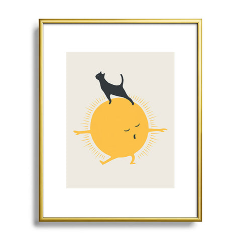 Jimmy Tan Good Meowing 9 yoga warrior II Metal Framed Art Print