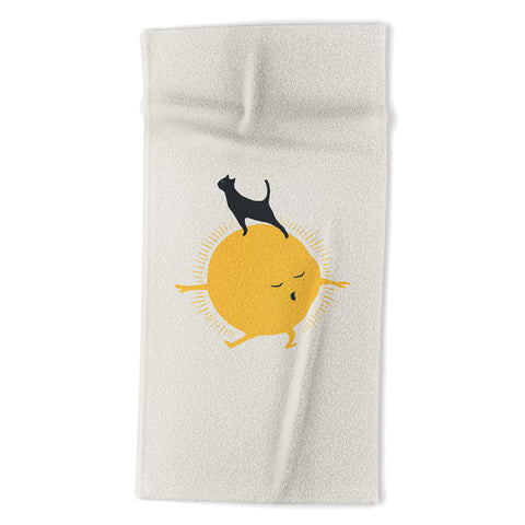 Jimmy Tan Good Meowing 9 yoga warrior II Beach Towel