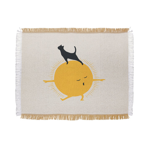 Jimmy Tan Good Meowing 9 yoga warrior II Throw Blanket