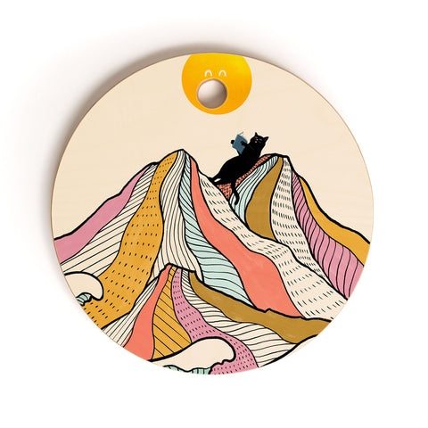 Jimmy Tan Good Morning Meow 3 Reading Cutting Board Round