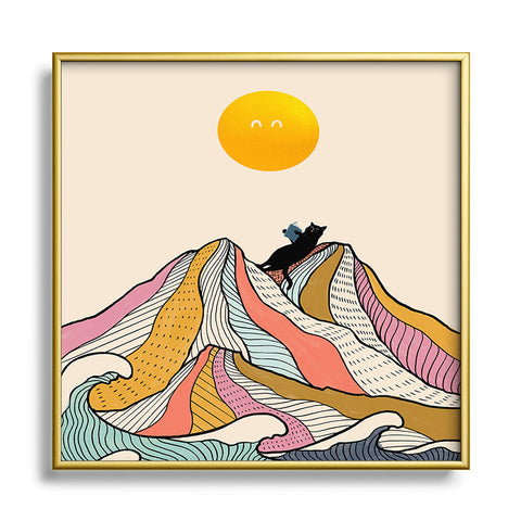 Jimmy Tan Good Morning Meow 3 Reading Metal Square Framed Art Print