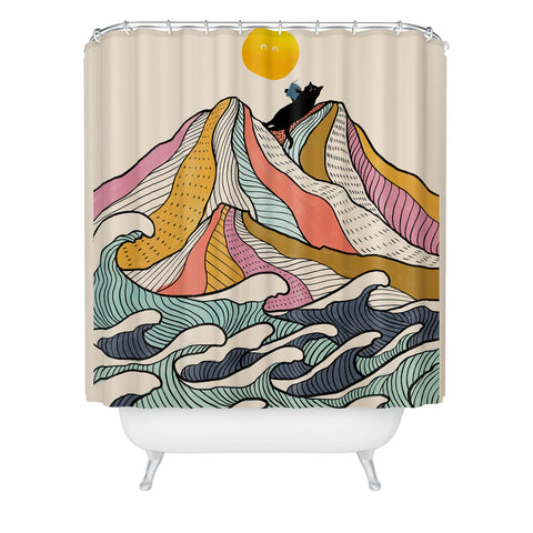 Jimmy Tan Good Morning Meow 3 Reading Shower Curtain