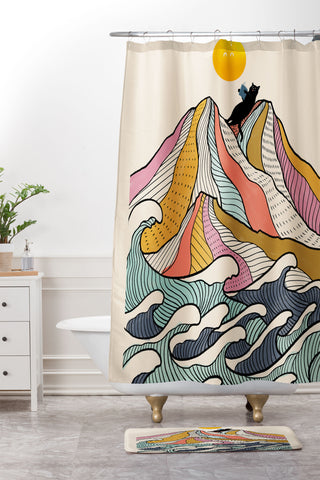 Jimmy Tan Good Morning Meow 3 Reading Shower Curtain And Mat