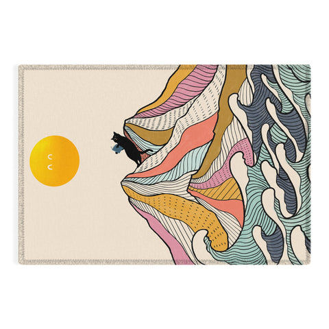 Jimmy Tan Good Morning Meow 3 Reading Outdoor Rug