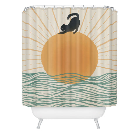Jimmy Tan Good Morning Meow 7 Sunny Day Shower Curtain