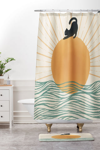 Jimmy Tan Good Morning Meow 7 Sunny Day Shower Curtain And Mat