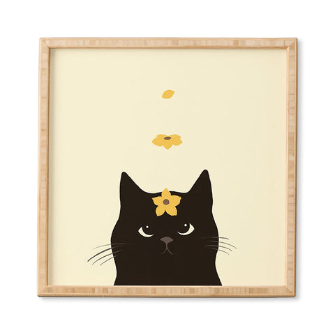 Jimmy Tan Hidden cat 20 spring yellow Framed Wall Art