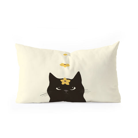 Jimmy Tan Hidden cat 20 spring yellow Oblong Throw Pillow