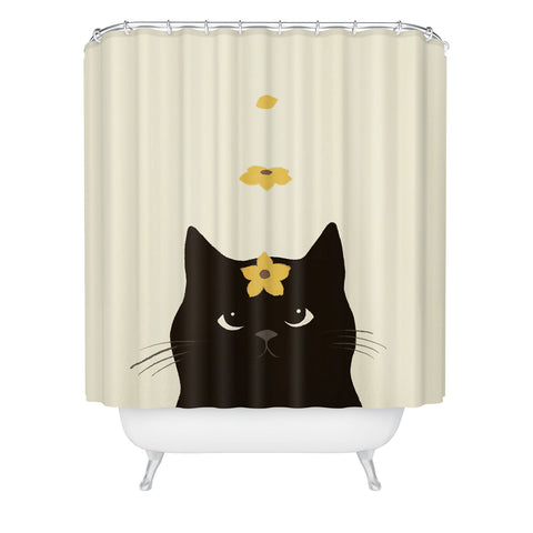Jimmy Tan Hidden cat 20 spring yellow Shower Curtain