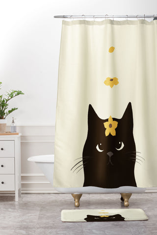Jimmy Tan Hidden cat 20 spring yellow Shower Curtain And Mat