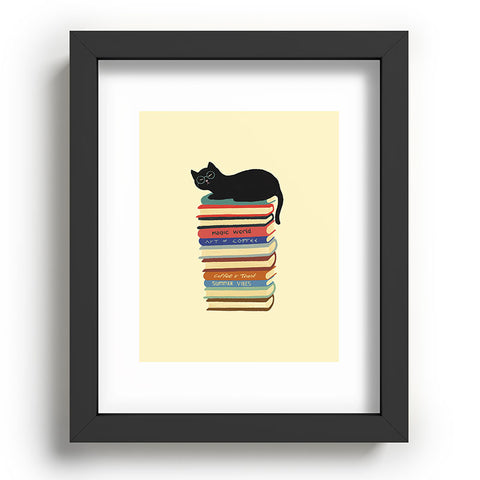 Jimmy Tan Hidden cat 31 reading books Recessed Framing Rectangle