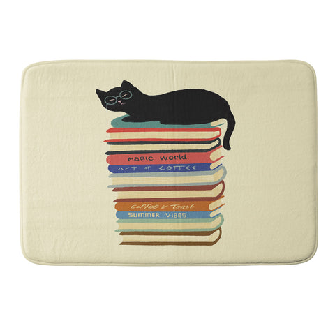 Jimmy Tan Hidden cat 31 reading books Memory Foam Bath Mat