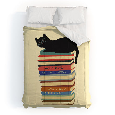 Jimmy Tan Hidden cat 31 reading books Comforter