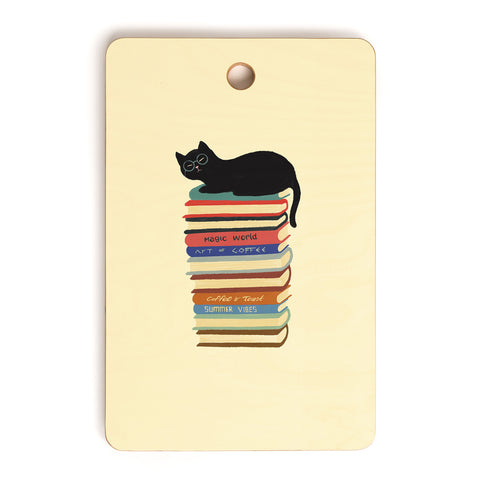 Jimmy Tan Hidden cat 31 reading books Cutting Board Rectangle