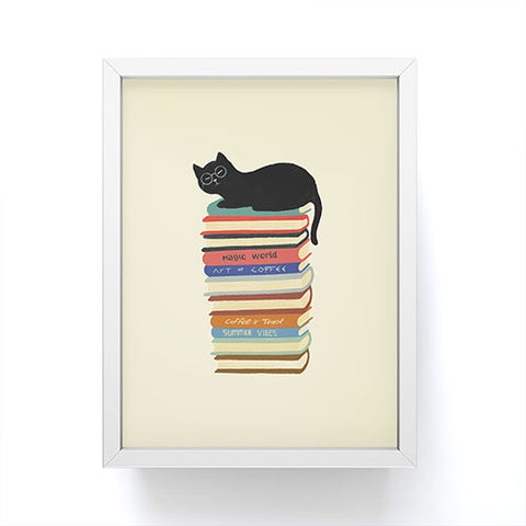 Jimmy Tan Hidden cat 31 reading books Framed Mini Art Print