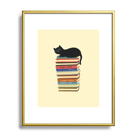 Jimmy Tan Hidden cat 31 reading books Metal Framed Art Print